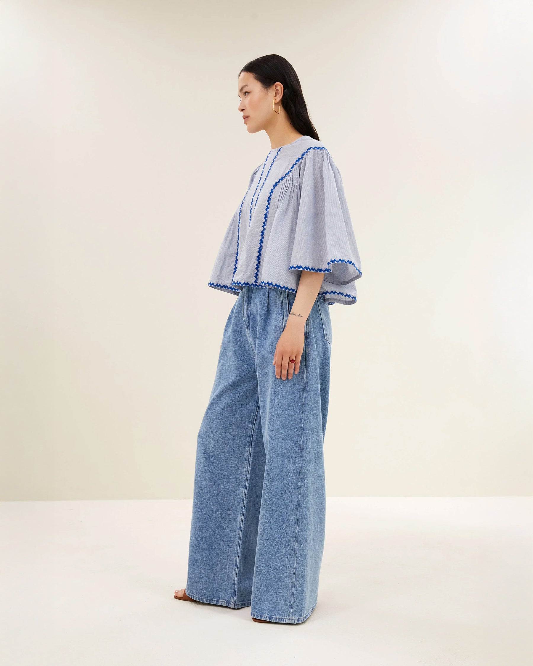 Davin Pinstripe Blouse - Blue