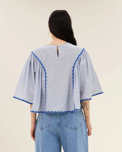 Davin Pinstripe Blouse - Blue
