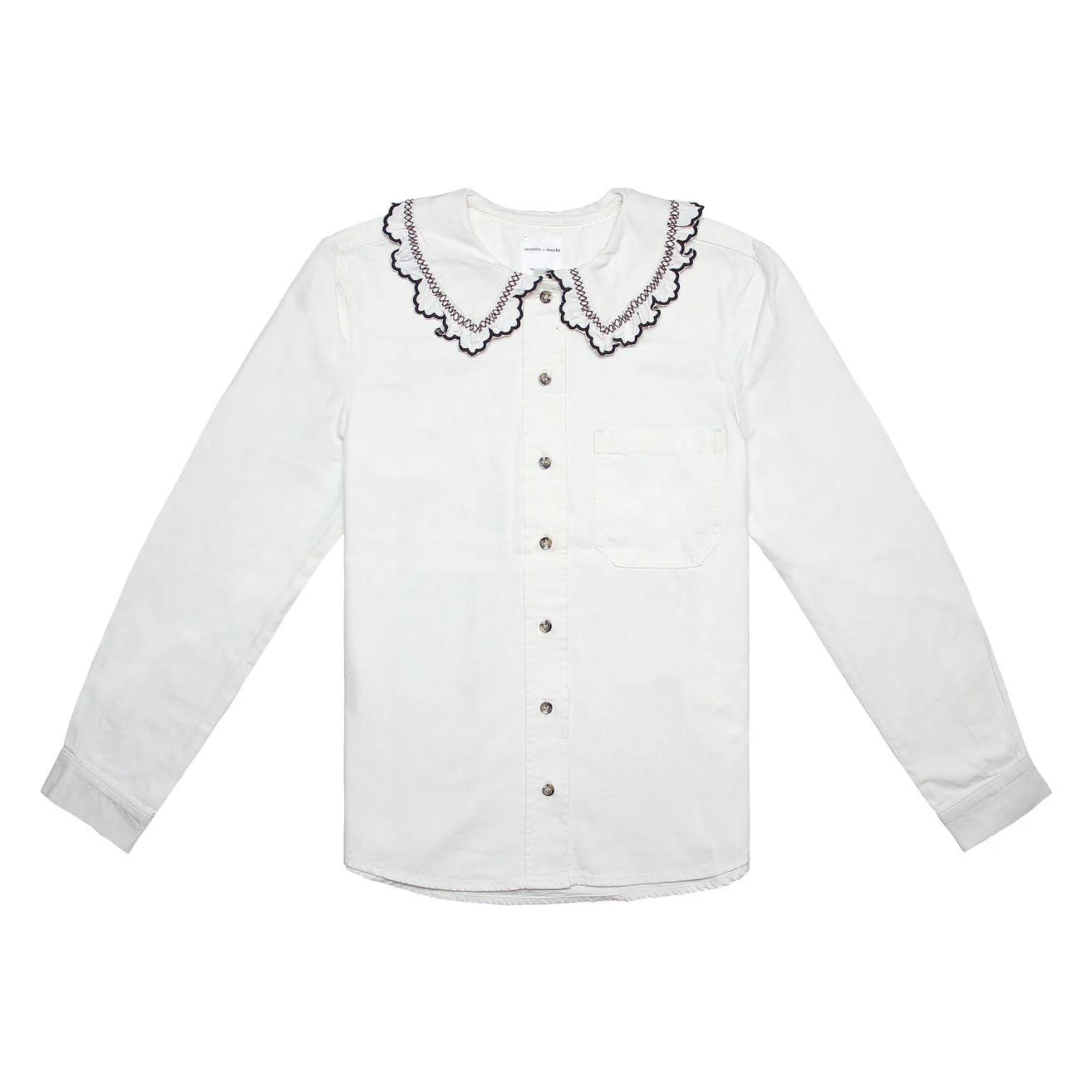 Delilah Blouse - Ecru With Contrast Denim