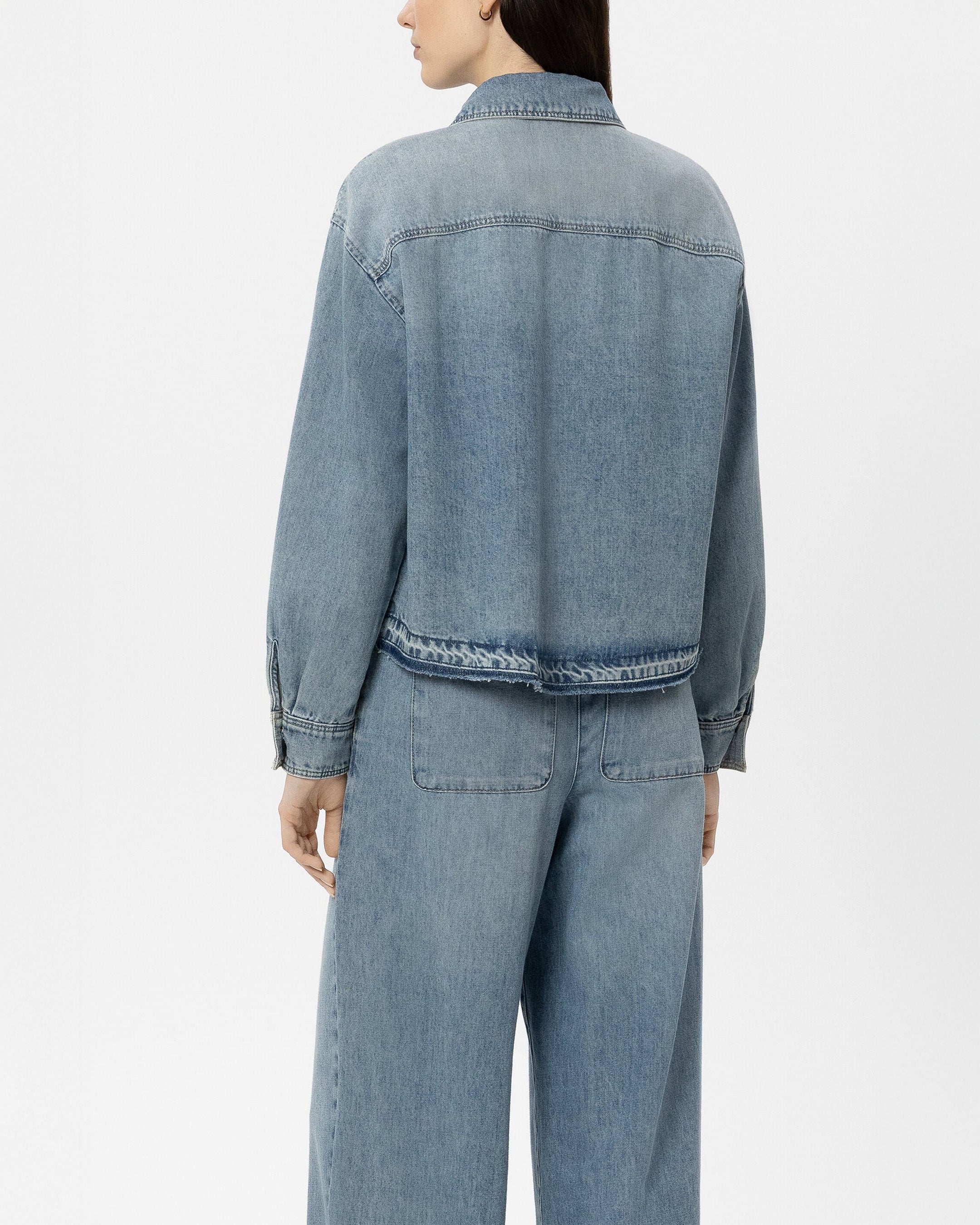 Denim Shirt Raw Hem - Denim