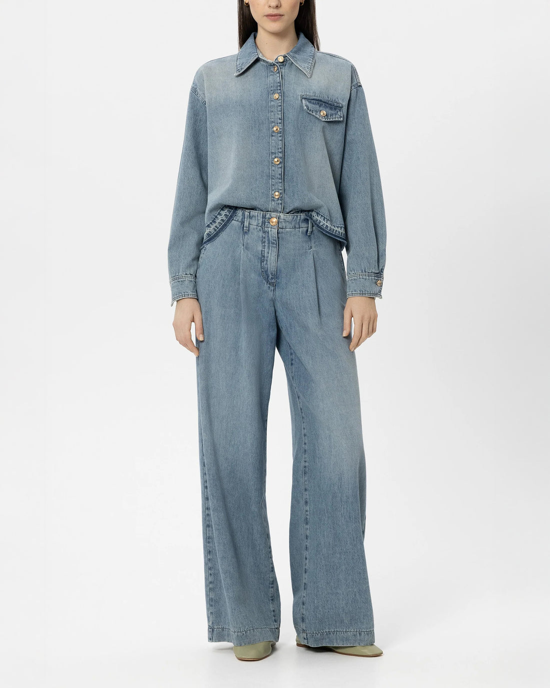 Denim Shirt Raw Hem - Denim