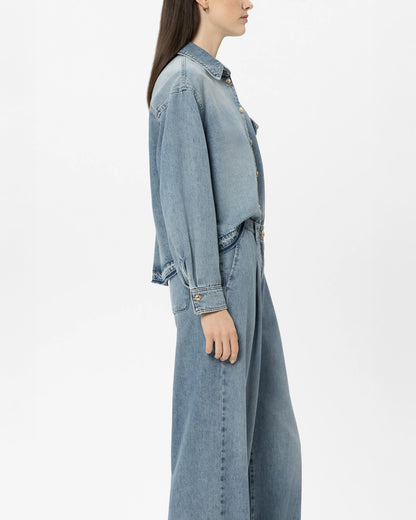 Denim Shirt Raw Hem - Denim