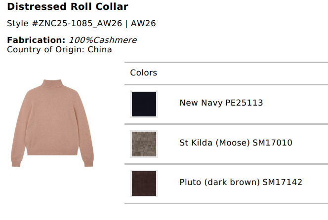 Distressed Cashmere Roll Collar - New Navy