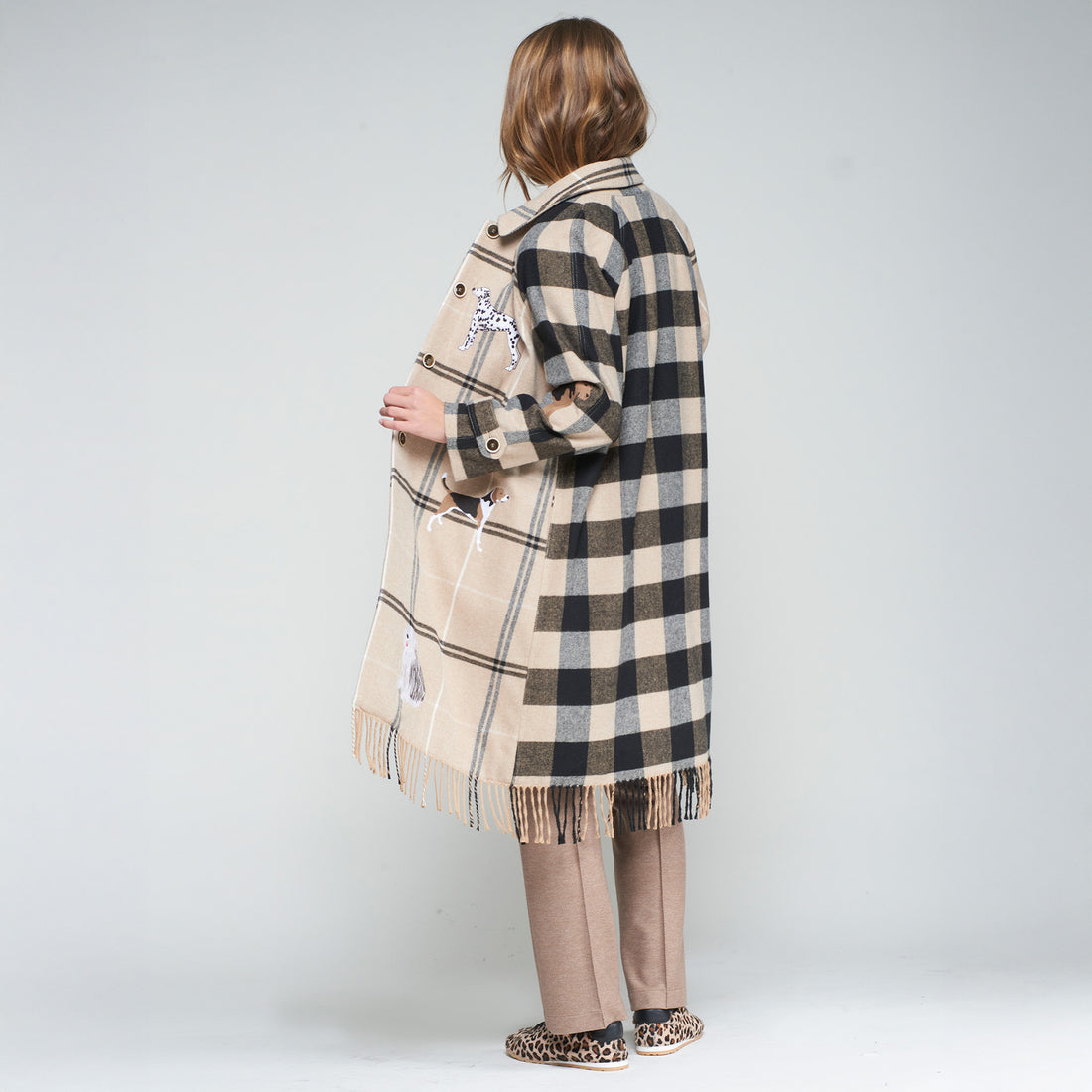 Dog Check Coat - Beige