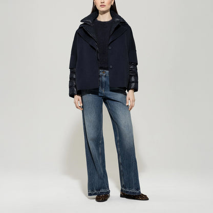 Double Face Cape Jacket - Navy