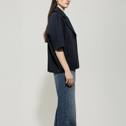 Double Face Cape Jacket - Navy