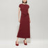 Dress With Drape Detail - Berry Red