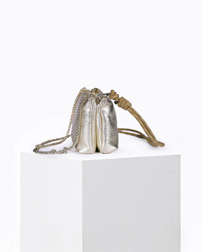 Duo Bubble Leather Bag - Gold