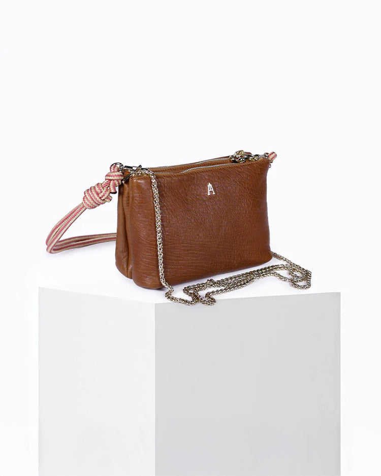 Duo Bubble Leather Bag - Havana