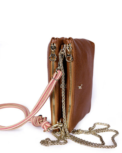 Duo Bubble Leather Bag - Havana