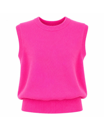 Durango Sleeveless Round Neck Jumper - Neon Pink