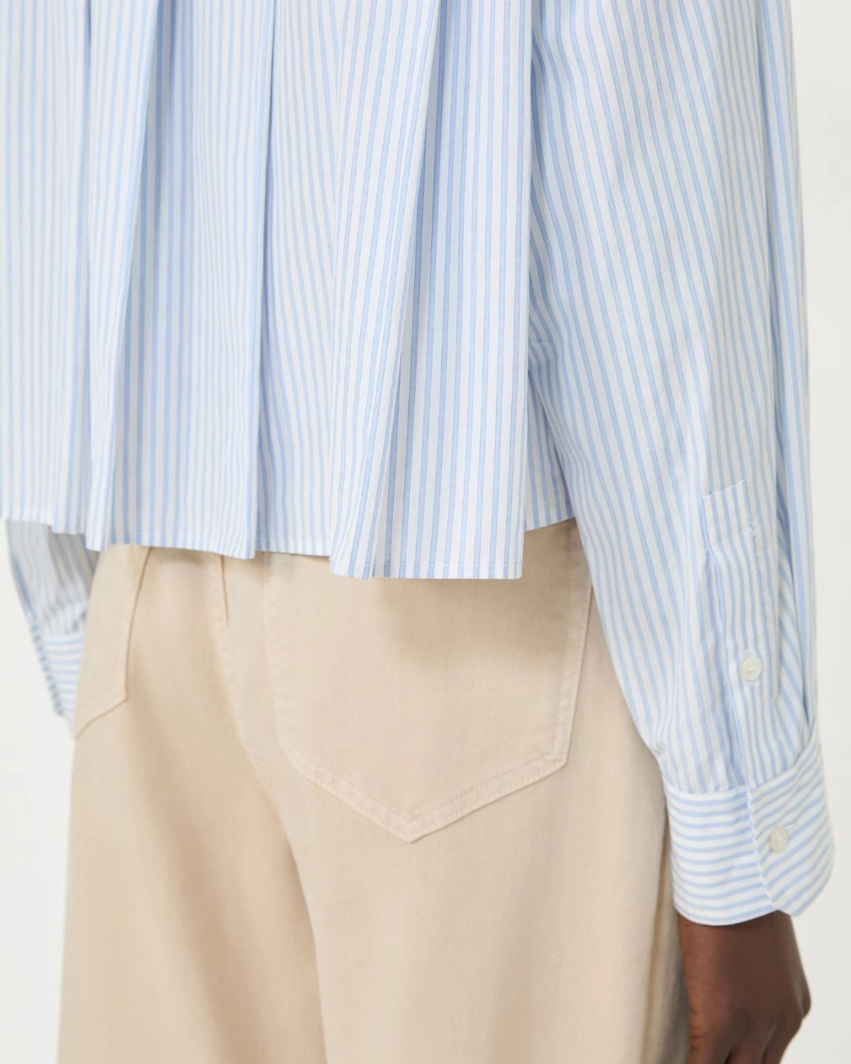 Eden Cotton Stripe Pleated Back Shirt - Light Blue