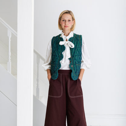 Estelle Gilet - Stripe Green Navy