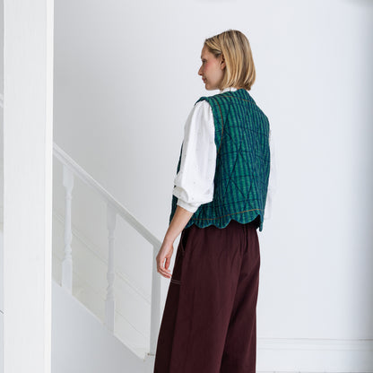 Estelle Gilet - Stripe Green Navy