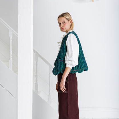 Estelle Gilet - Stripe Green Navy