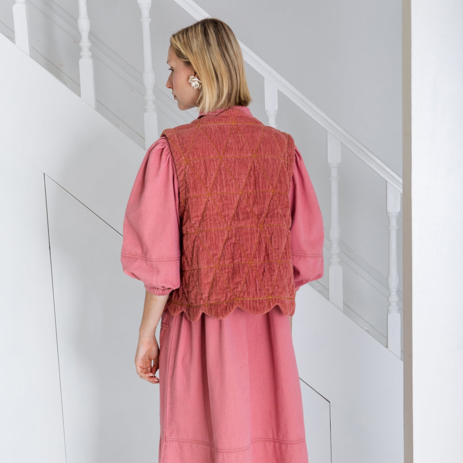 Estelle Cord Gilet - Rose Cord