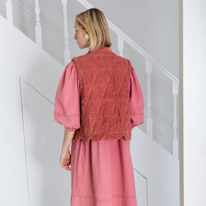 Estelle Cord Gilet - Rose Cord
