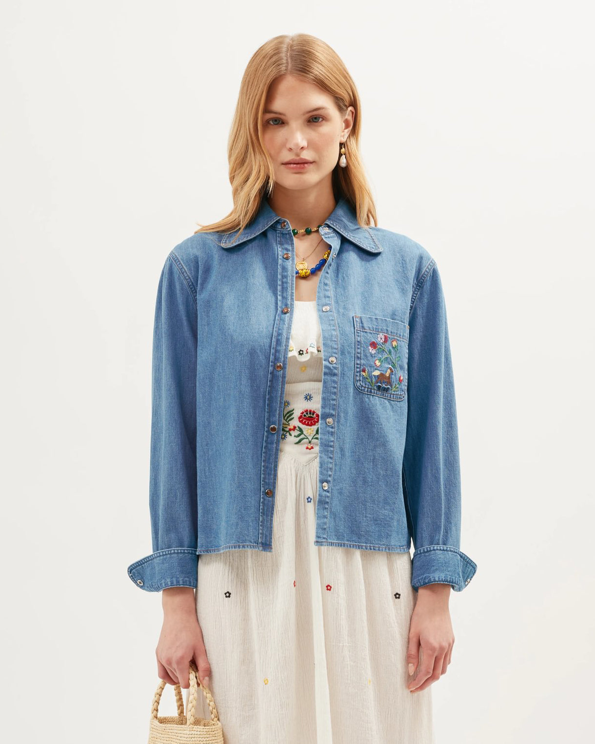 Edaline Top Sadie Embroidery - Light Vintage