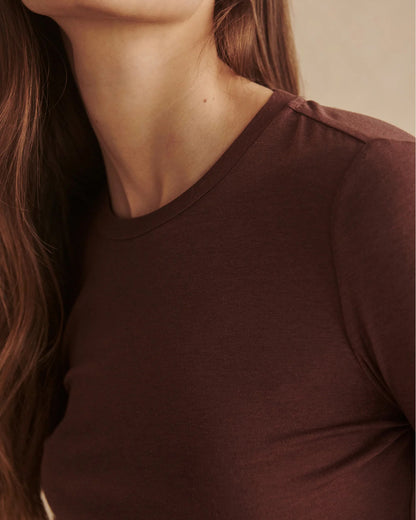 Edna Long Sleeve Fitted Tee - Mahogany
