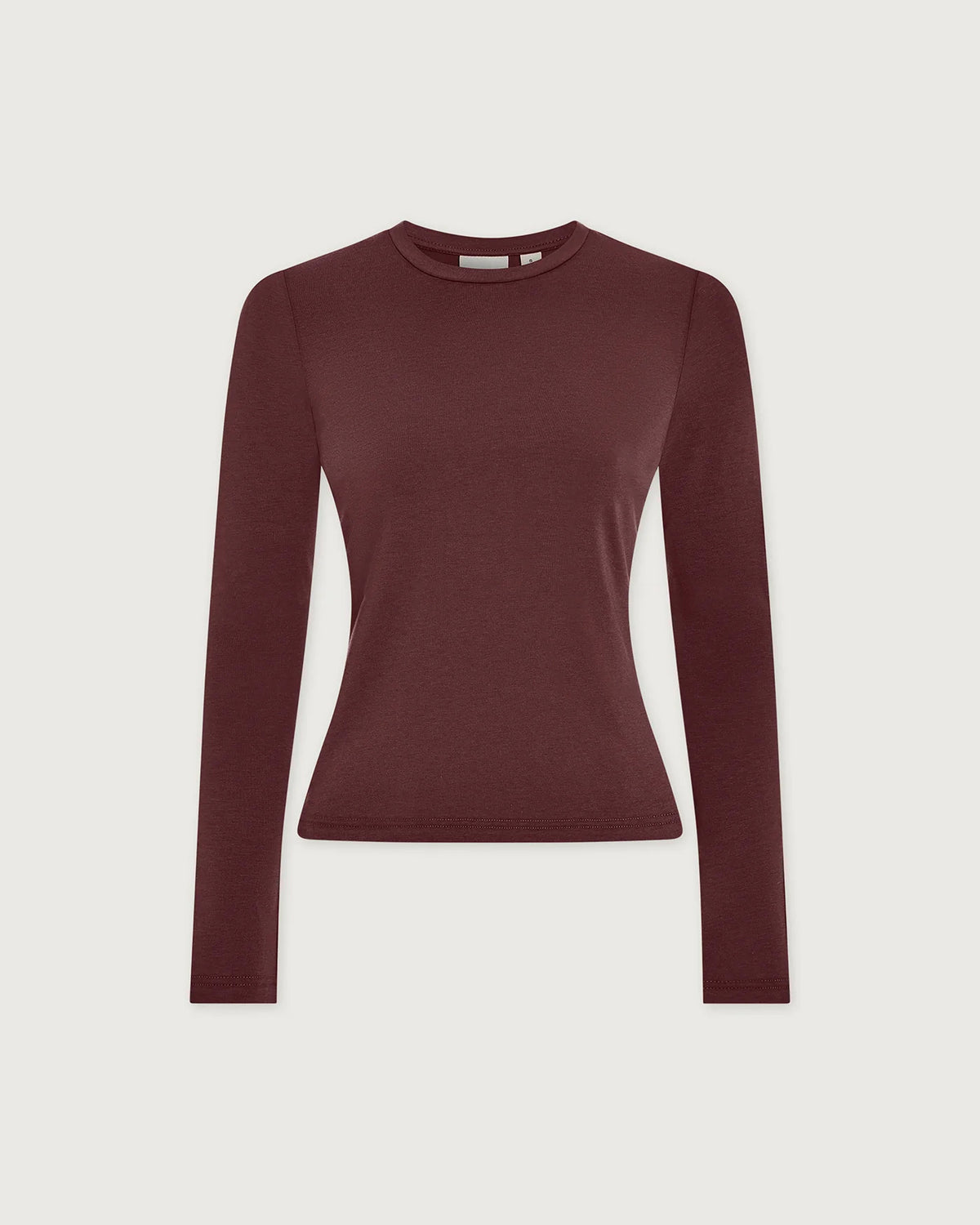 Edna Long Sleeve Fitted Tee - Mahogany