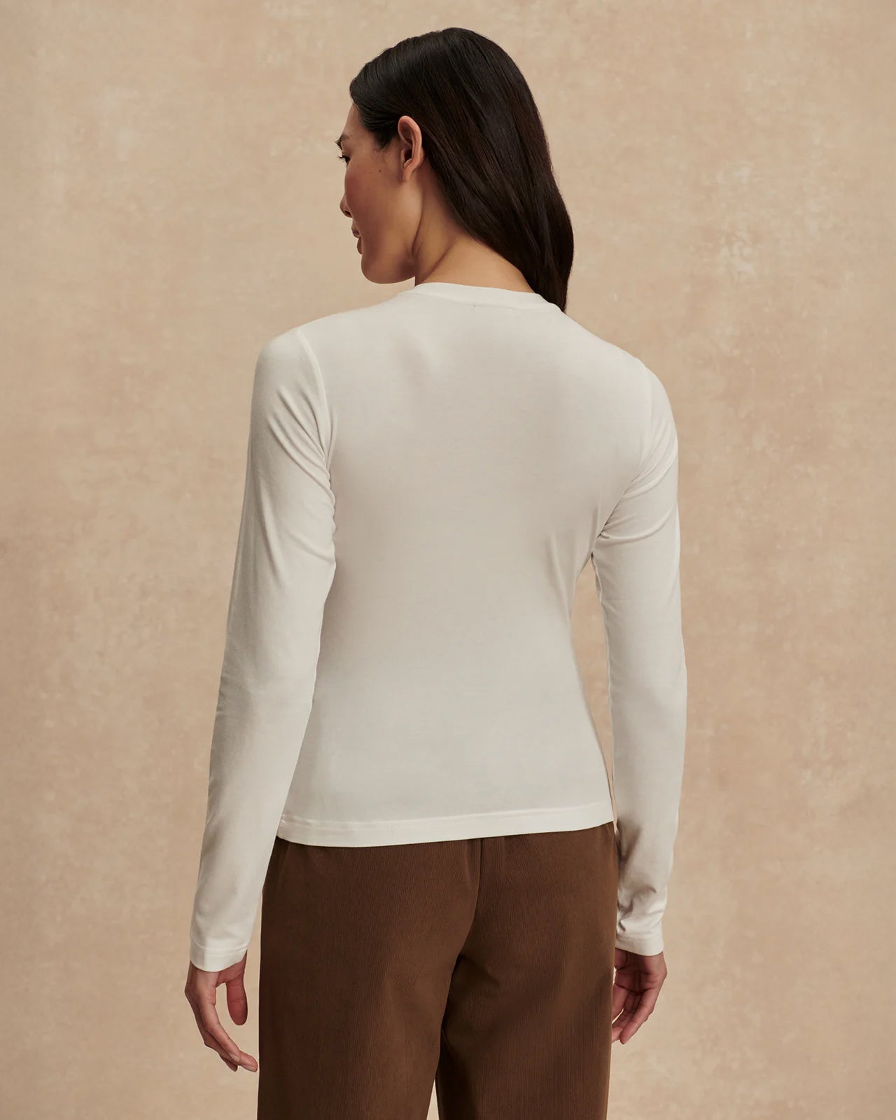 Edna Long Sleeve Fitted Tee - White