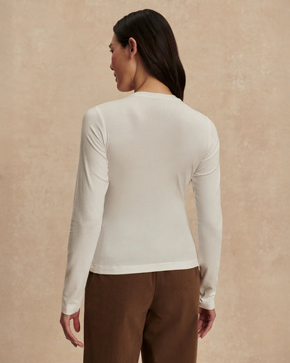 Edna Long Sleeve Fitted Tee - White