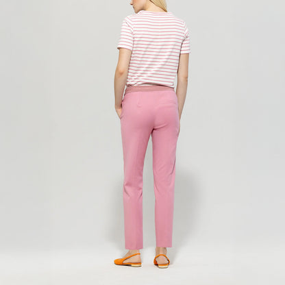 Elastic Back Gabardine Stretch Trousers - Cherry Blossom