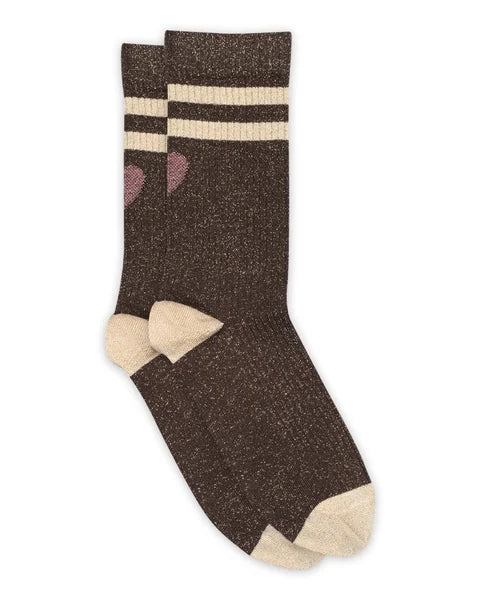 Elga Glitter Socks - Dark Brown