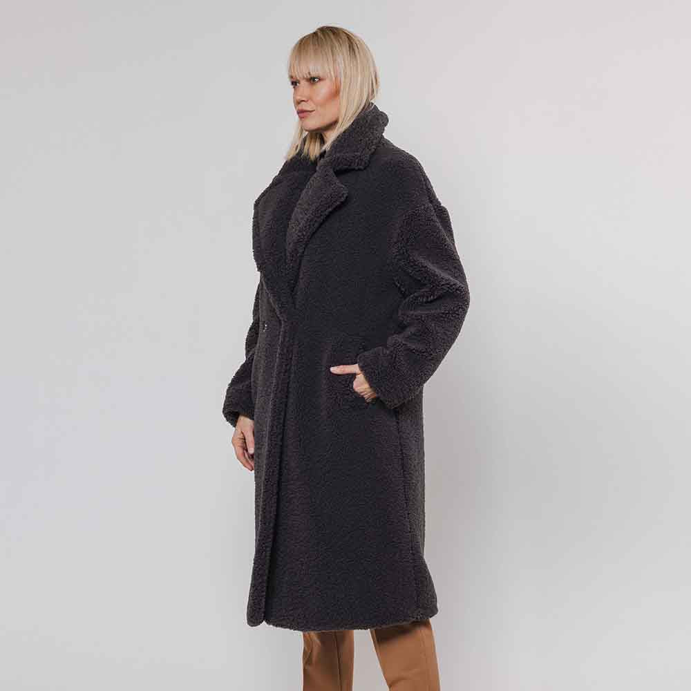 Elicia Teddy Double Breasted Coat - Graphite