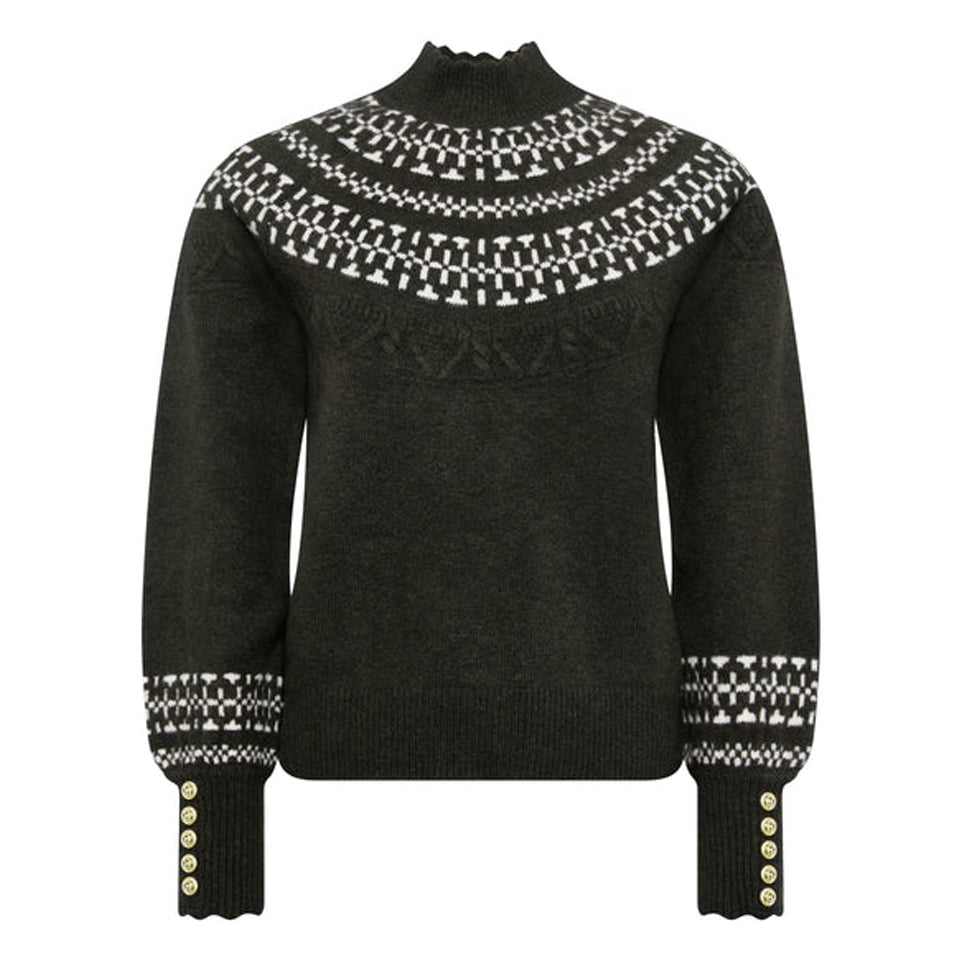 Elodie Roll Neck Knit - Forest Green