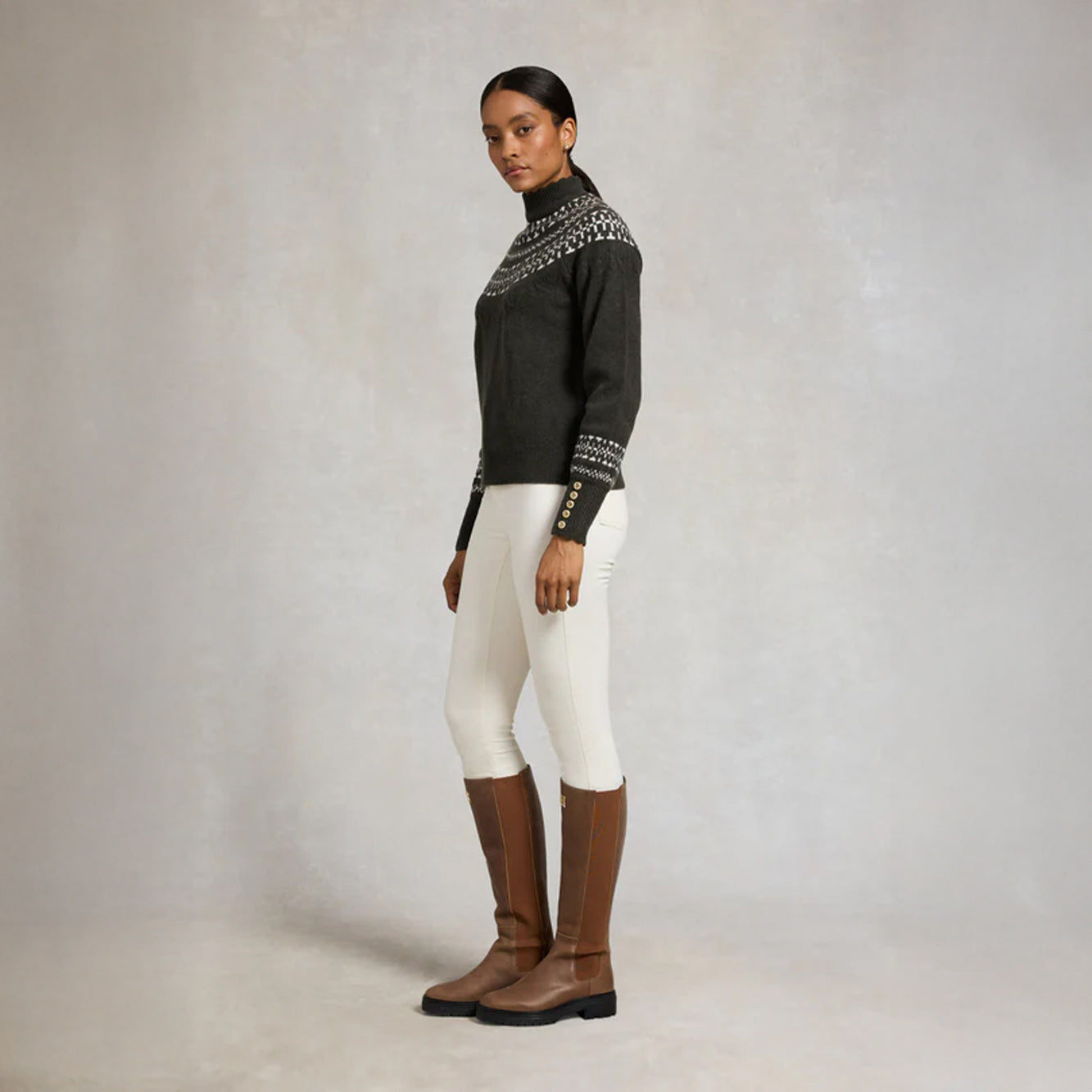 Elodie Roll Neck Knit - Forest Green