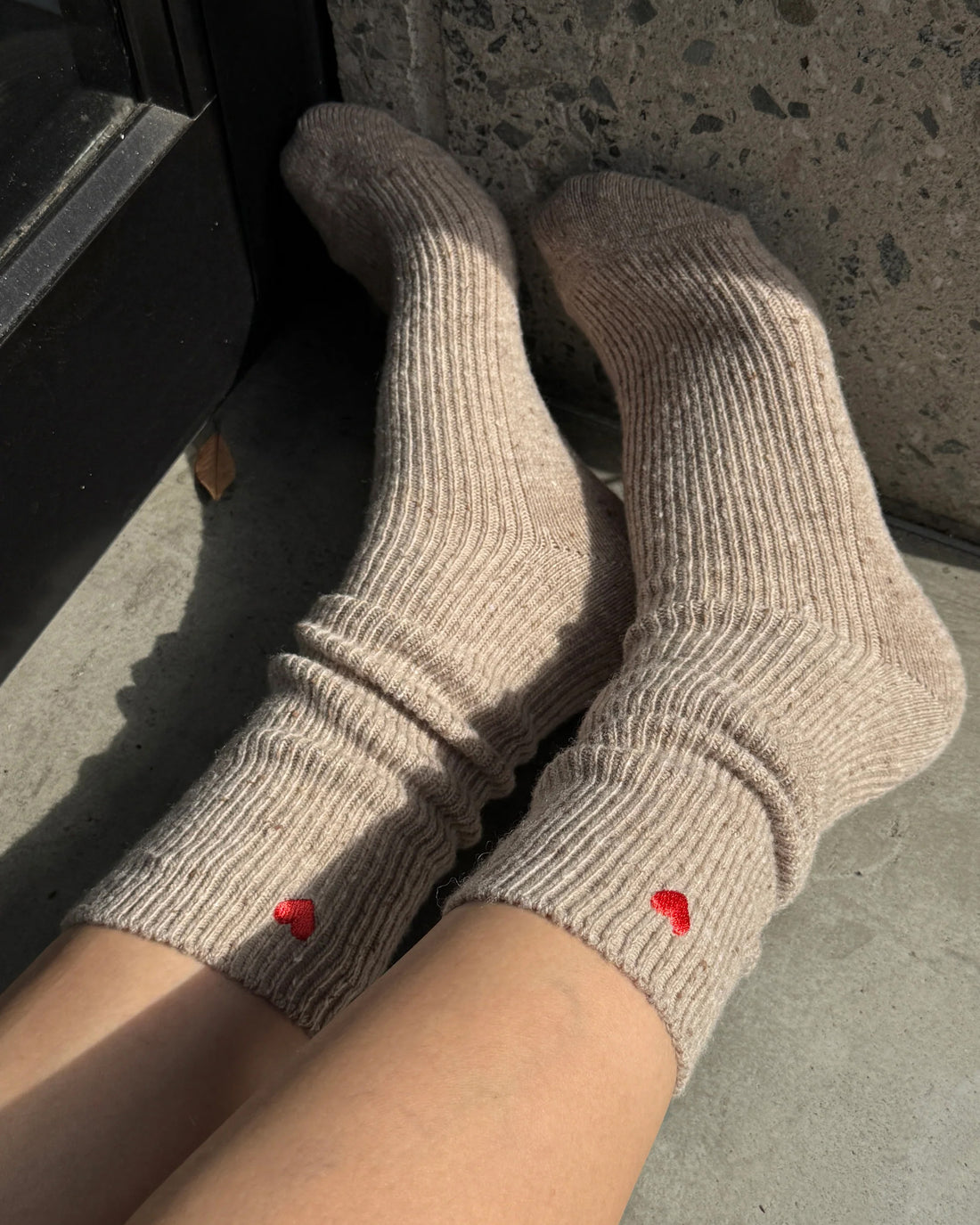 Embroidered Snow Sock - Tan