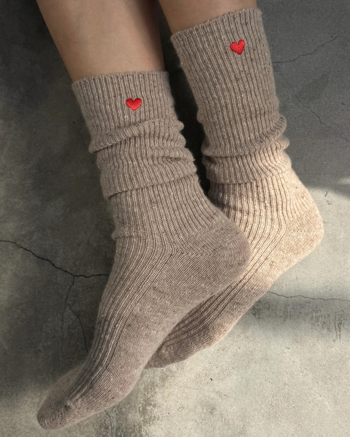 Embroidered Snow Sock - Tan