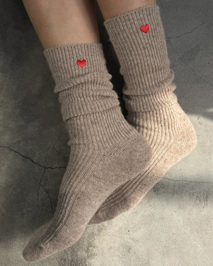 Embroidered Snow Sock - Tan