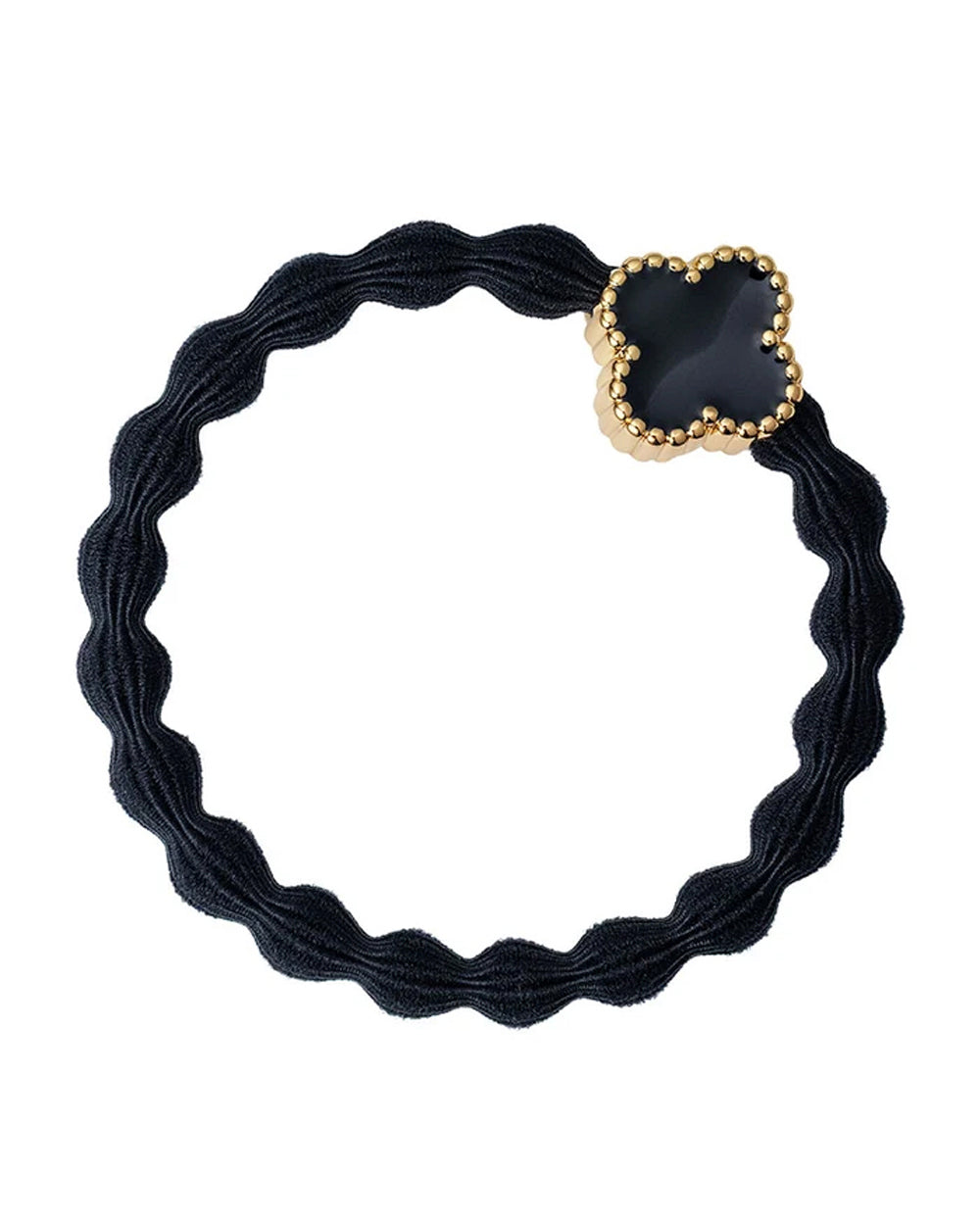 Enamel Gold Quatrefoil - Black