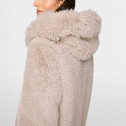 Faux Fur Coat - Warm Stone