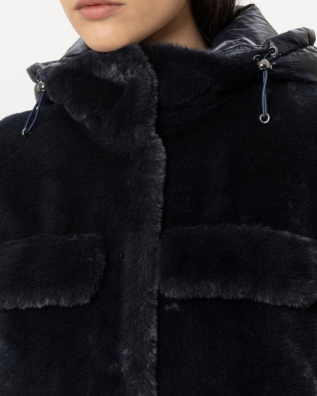 Faux Fur Gilet - Navy