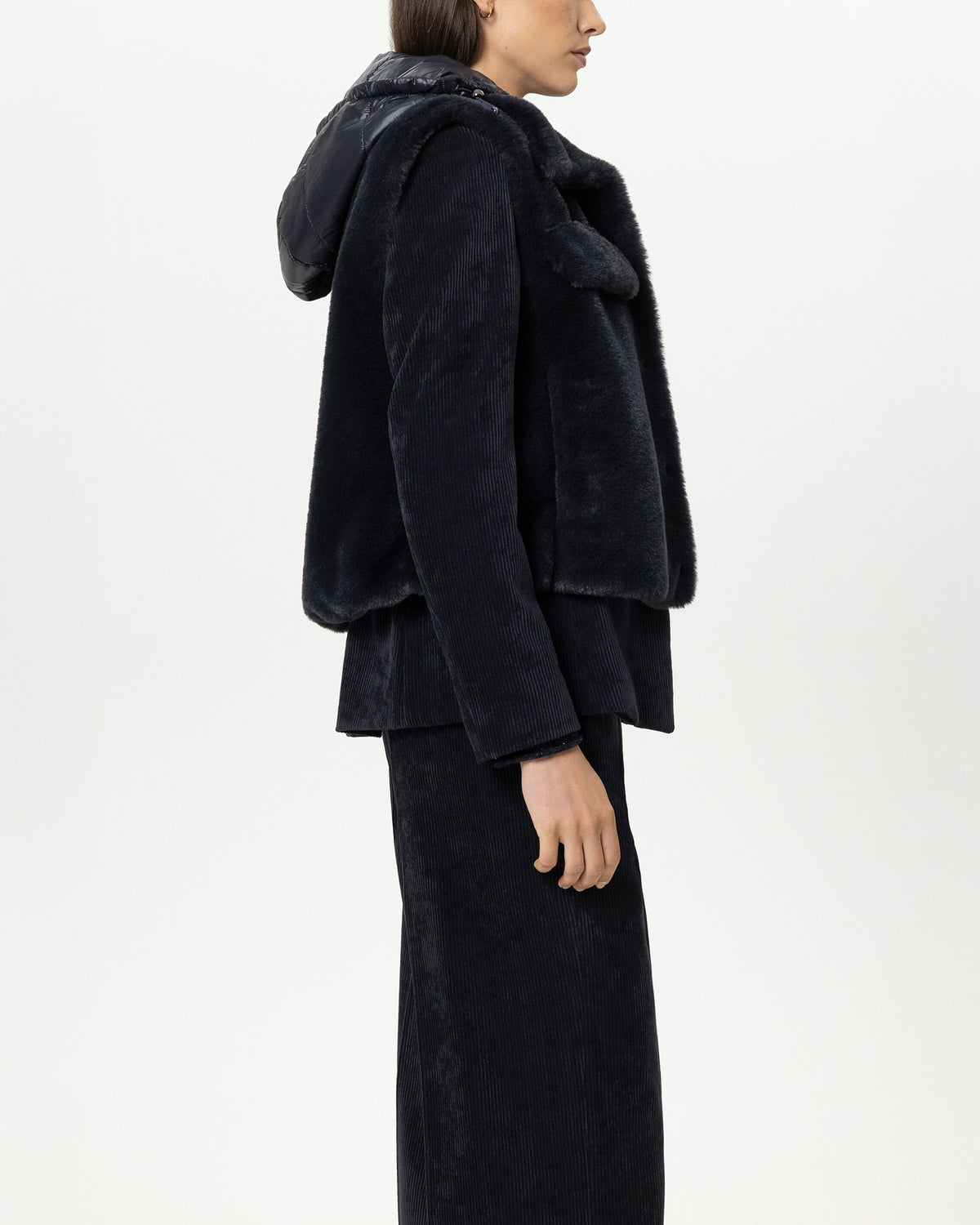 Faux Fur Gilet - Navy