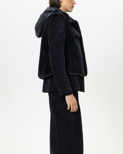 Faux Fur Gilet - Navy