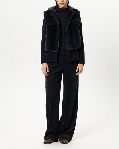 Faux Fur Gilet - Navy