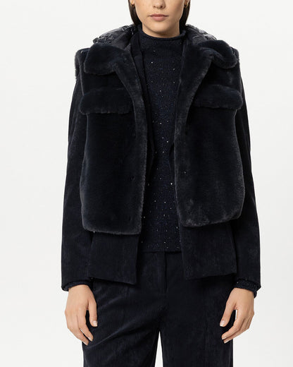 Faux Fur Gilet - Navy