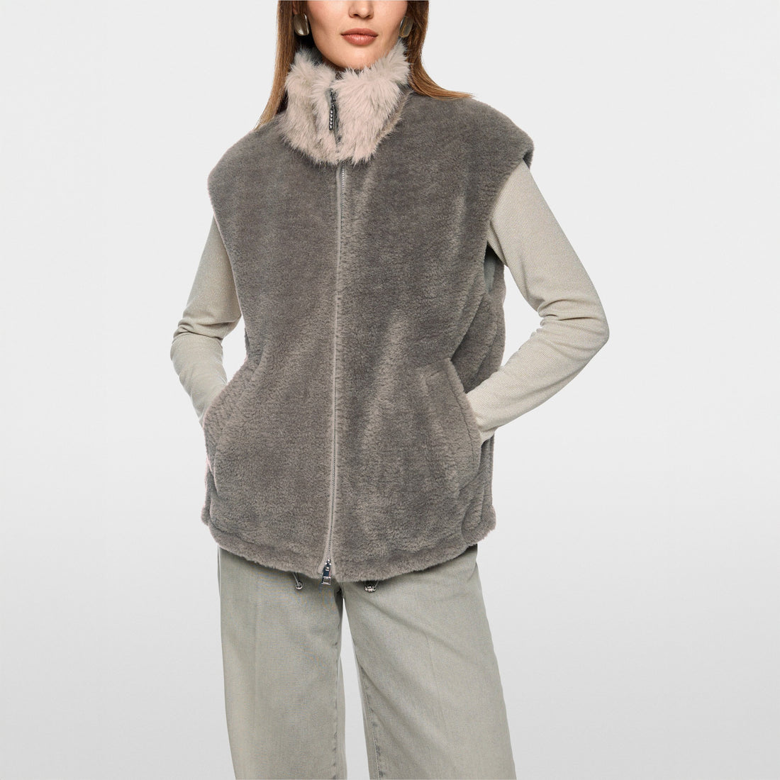 Faux Fur Gilet - Soft Charcoal