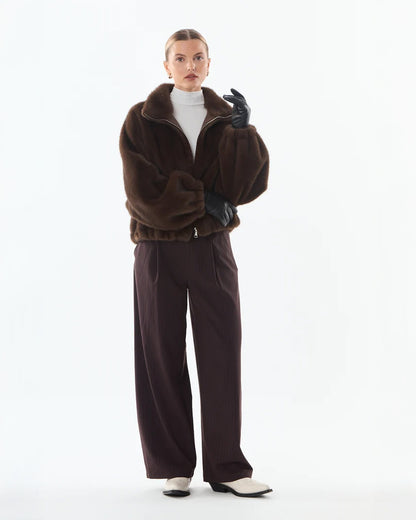 Faux Fur Bomber - Brown
