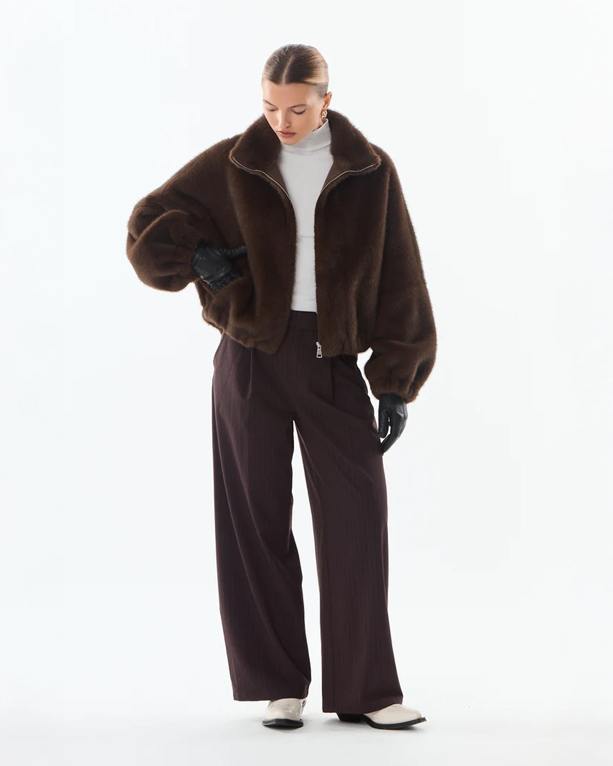 Faux Fur Bomber - Brown