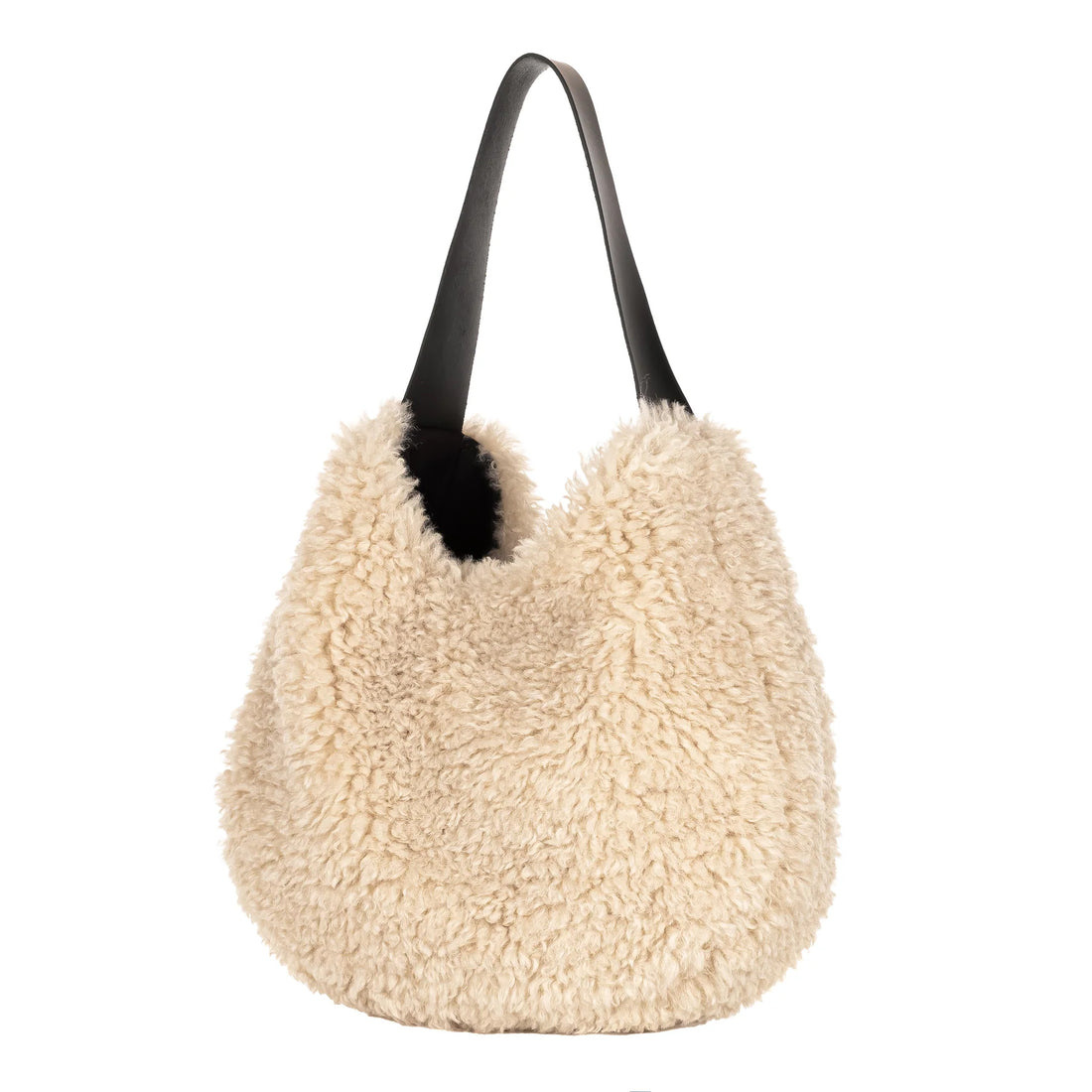 Faux Sheepskin Slouch Bag - Cream