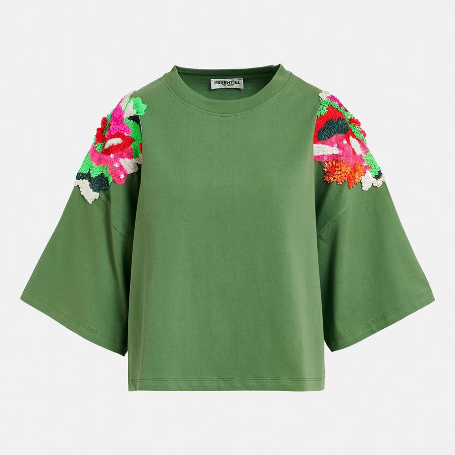 Fester Embroidered T Shirt - Emerald