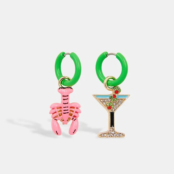 Flobster Earrings With Charms - Neon Green