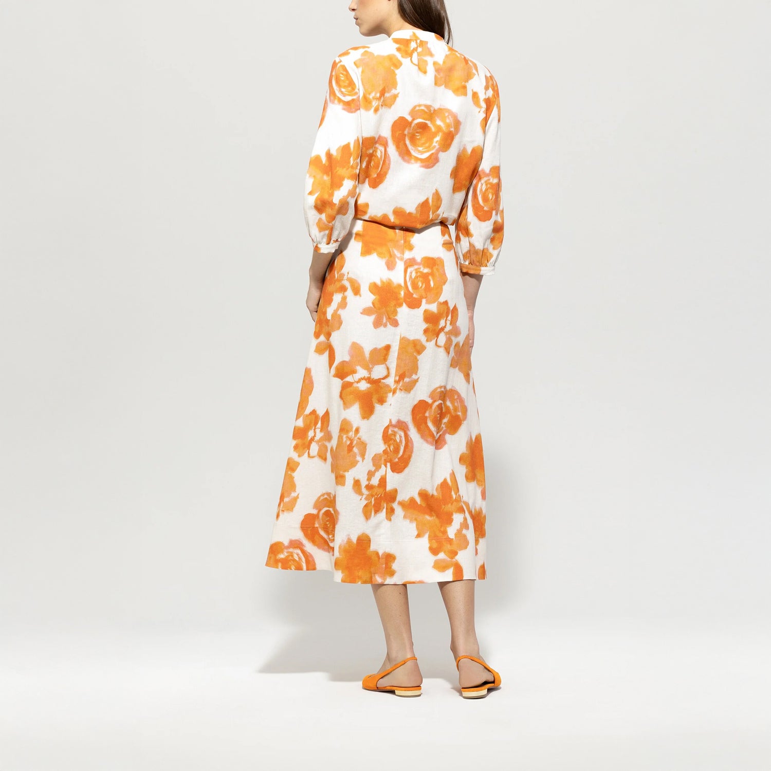 Floral Print Tunic Top - Peachy Orange