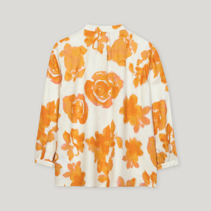 Floral Print Tunic Top - Peachy Orange