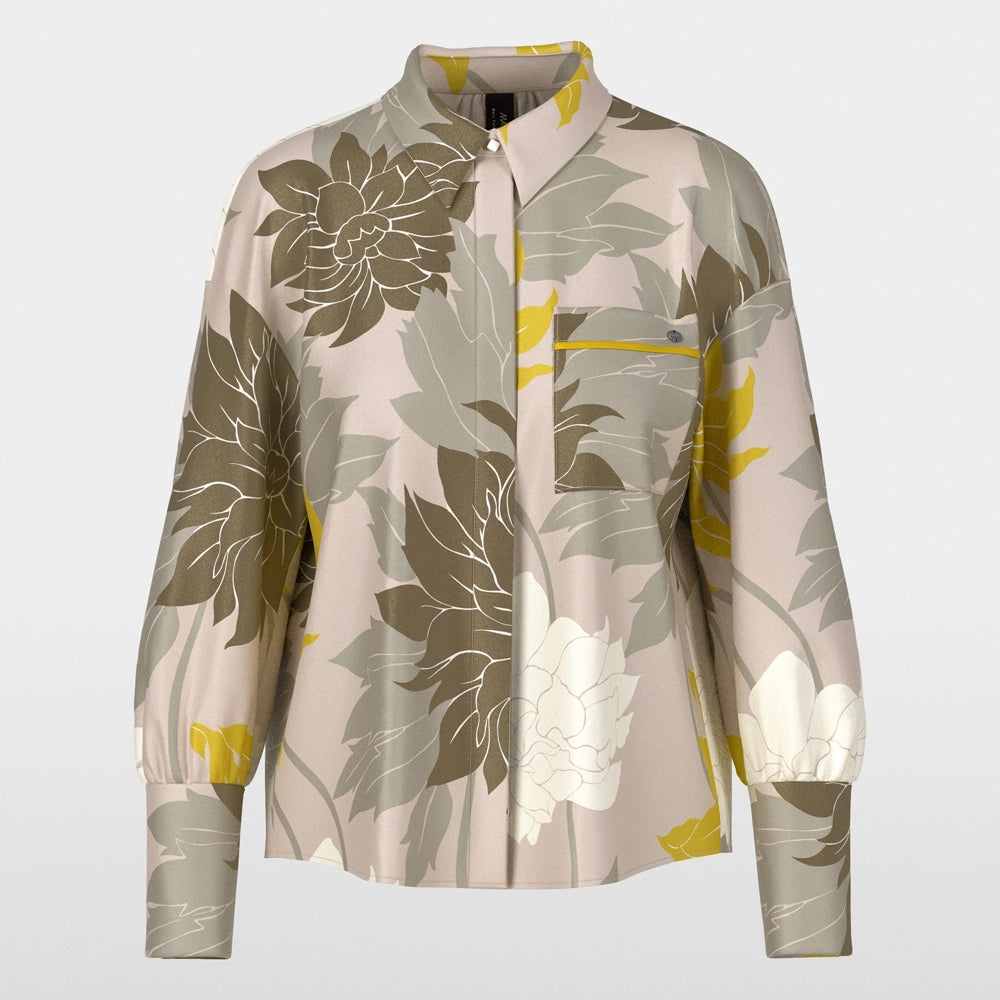 Floral Print Silk Shirt - Taupe